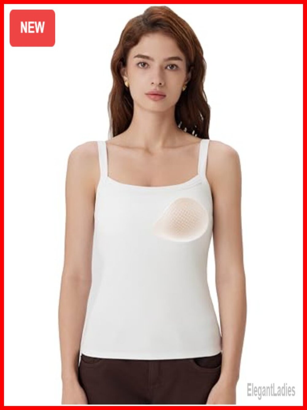 Cotton Rib Padded Tank Top Sleeveless Spaghetti Strap Square Neck Camisole
